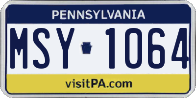 PA license plate MSY1064