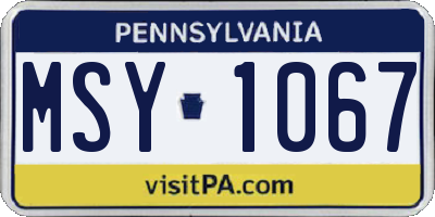 PA license plate MSY1067