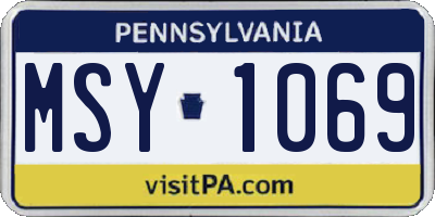 PA license plate MSY1069