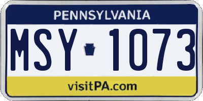 PA license plate MSY1073