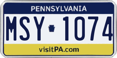 PA license plate MSY1074