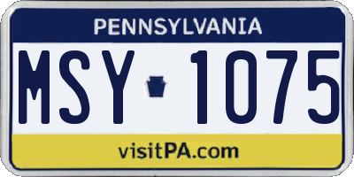 PA license plate MSY1075
