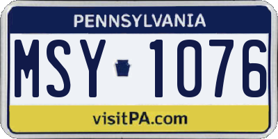 PA license plate MSY1076