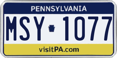 PA license plate MSY1077