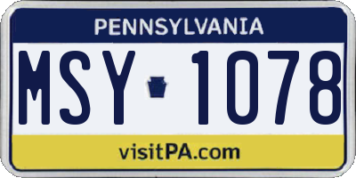 PA license plate MSY1078