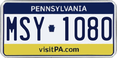PA license plate MSY1080