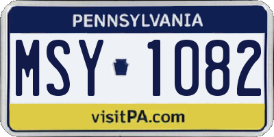 PA license plate MSY1082