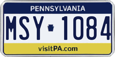 PA license plate MSY1084
