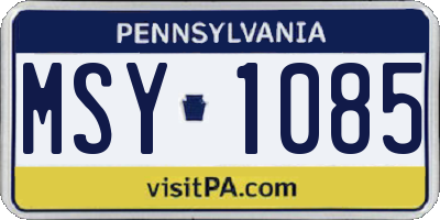 PA license plate MSY1085