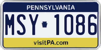 PA license plate MSY1086