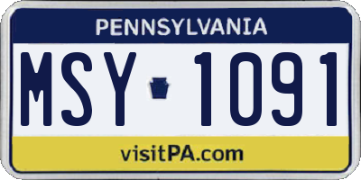 PA license plate MSY1091
