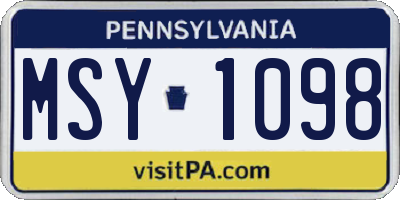 PA license plate MSY1098