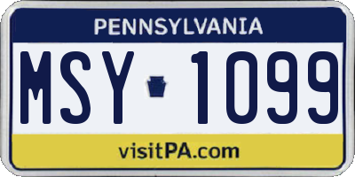 PA license plate MSY1099