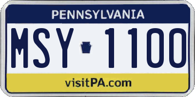 PA license plate MSY1100