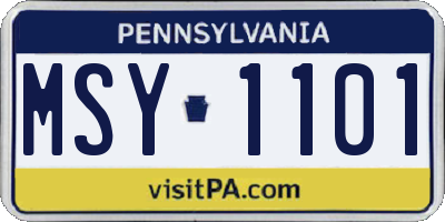 PA license plate MSY1101