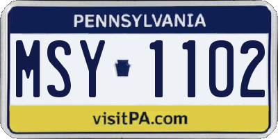 PA license plate MSY1102