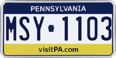 PA license plate MSY1103