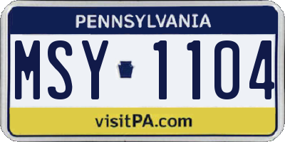 PA license plate MSY1104