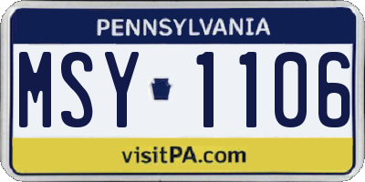 PA license plate MSY1106