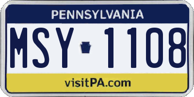 PA license plate MSY1108