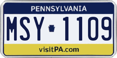 PA license plate MSY1109
