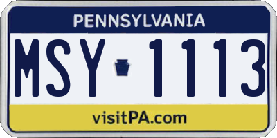 PA license plate MSY1113