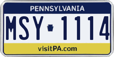 PA license plate MSY1114