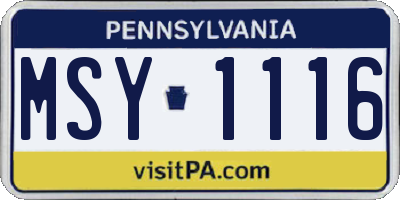 PA license plate MSY1116