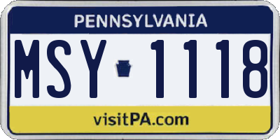 PA license plate MSY1118