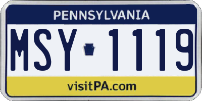 PA license plate MSY1119