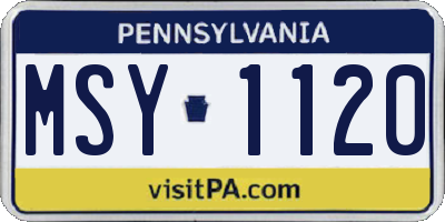 PA license plate MSY1120