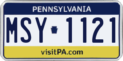 PA license plate MSY1121