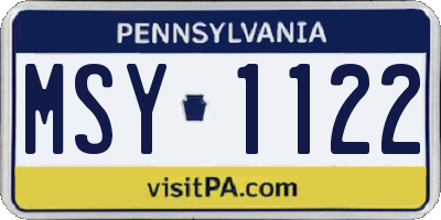 PA license plate MSY1122