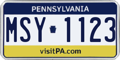 PA license plate MSY1123