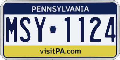 PA license plate MSY1124