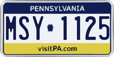 PA license plate MSY1125