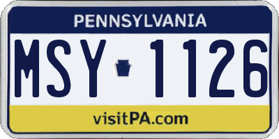 PA license plate MSY1126