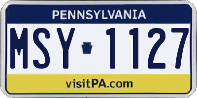 PA license plate MSY1127