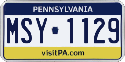 PA license plate MSY1129