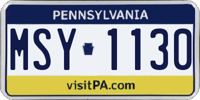 PA license plate MSY1130