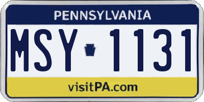 PA license plate MSY1131