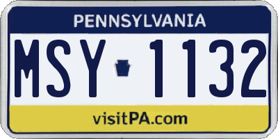 PA license plate MSY1132