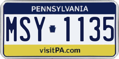 PA license plate MSY1135