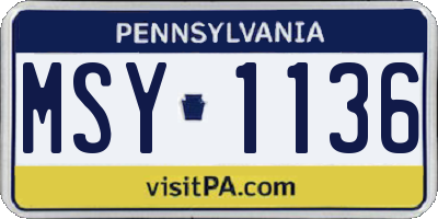 PA license plate MSY1136