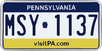 PA license plate MSY1137