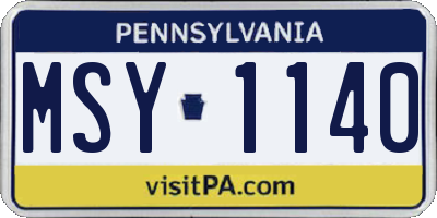 PA license plate MSY1140
