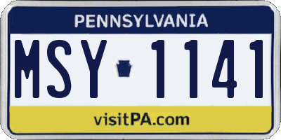 PA license plate MSY1141