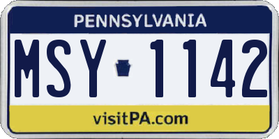 PA license plate MSY1142