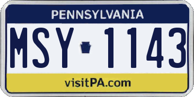 PA license plate MSY1143