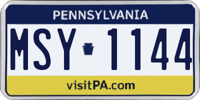 PA license plate MSY1144